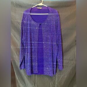 Sparkling purple notations women’s top long sleeve size XL embellished